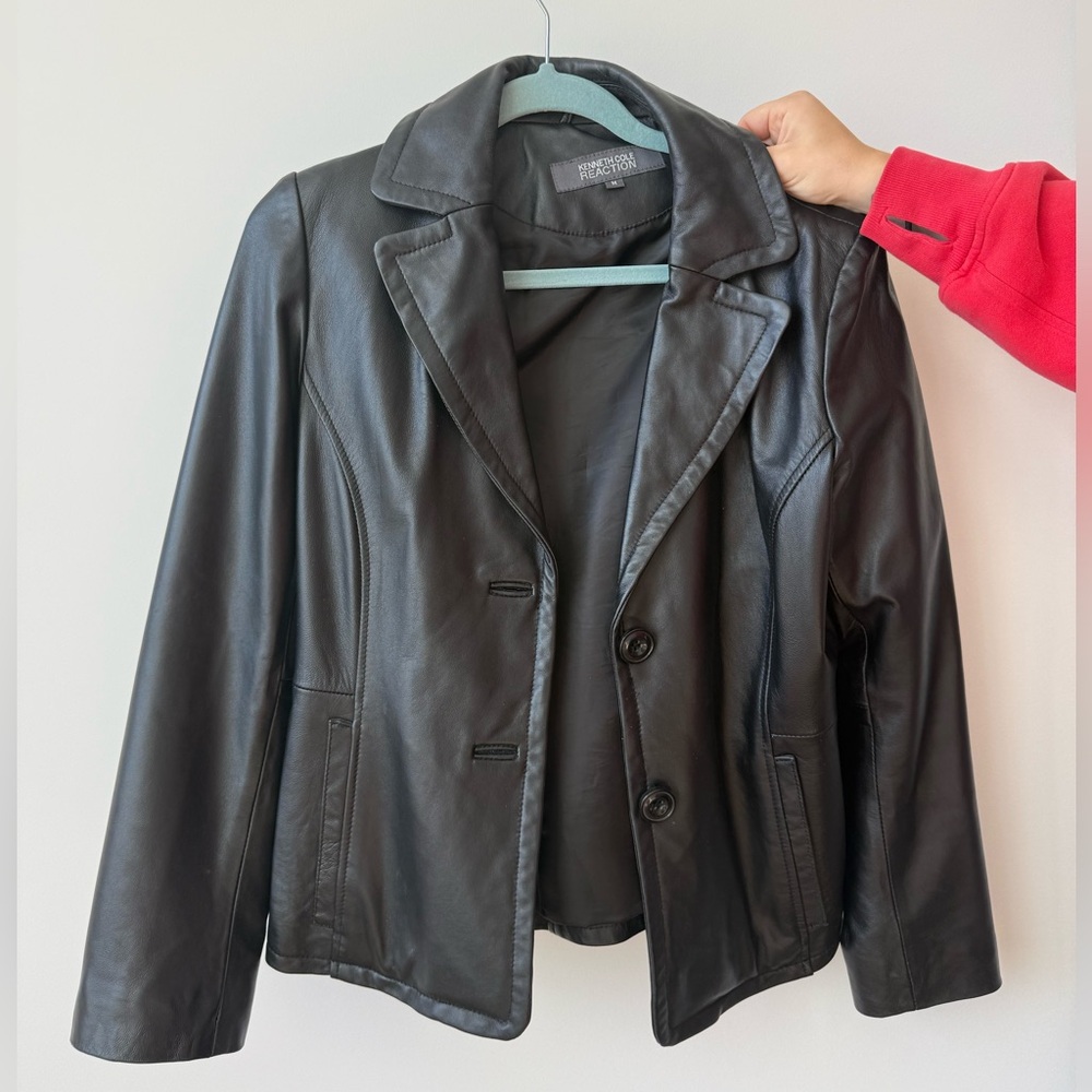 Kenneth Cole Reaction Black Leather Jacket